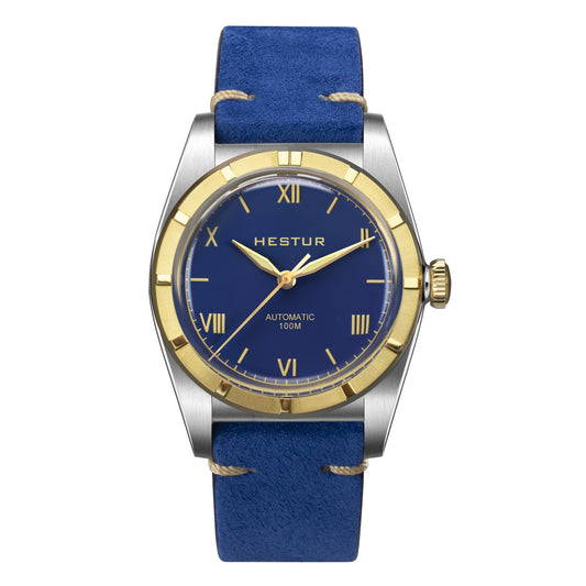 Crystal Bubble Back Automatic Mechanical Watches PT5000, 36mm, 100m, C3 Luminous, Antique Men‘s Watch, Suede Calfskin